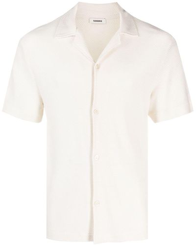 Sandro Honeycomb-knit Lyocell Shirt - White