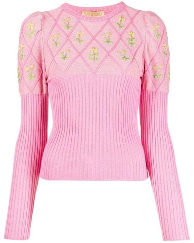 Cormio Long-sleeve Knitted Top - Pink