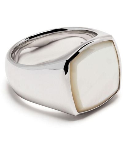 Tom Wood Cushion Mother-of-pearl Signet Ring - Grey