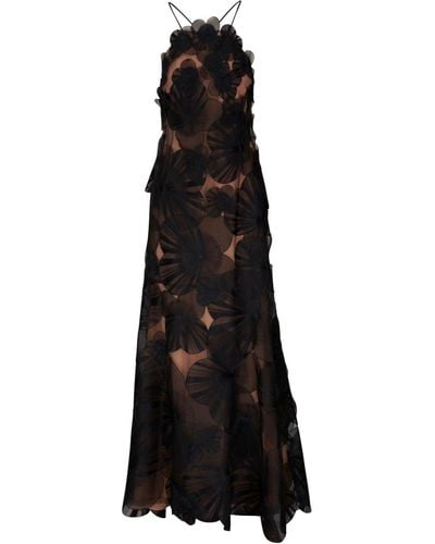 Akris Floral-appliqué Sleeveless Gown - Black