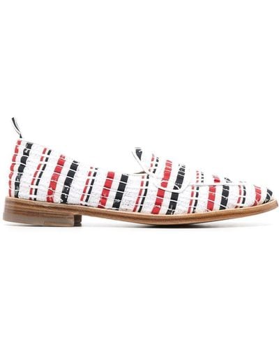 Thom Browne Ribbon Tweed Penny Loafers - White