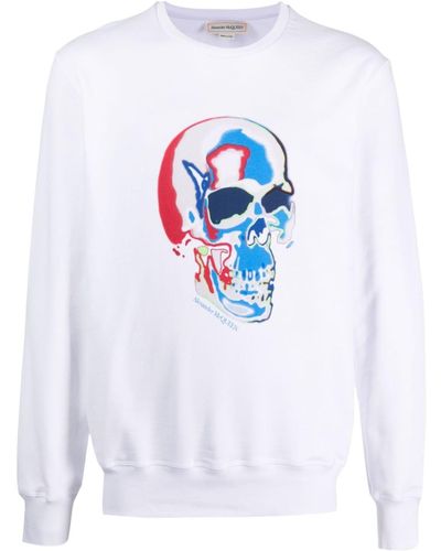 Alexander McQueen Sweatshirt mit Totenkopf-Print - Weiß