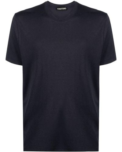 Tom Ford Meliertes T-Shirt aus Lyocellgemisch - Blau