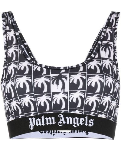 Palm Angels Cropped-Top mit Palmen-Print - Schwarz