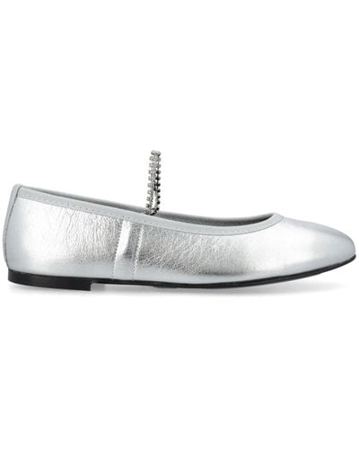 KATE CATE Juliette Metallic Leather Ballerina Shoes - White