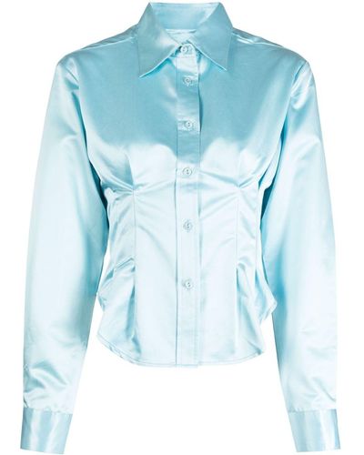 Cynthia Rowley Buttoned Cotton-blend Shirt - Blue
