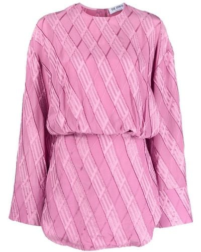 The Attico Long-sleeved Jacquard Dress - Pink
