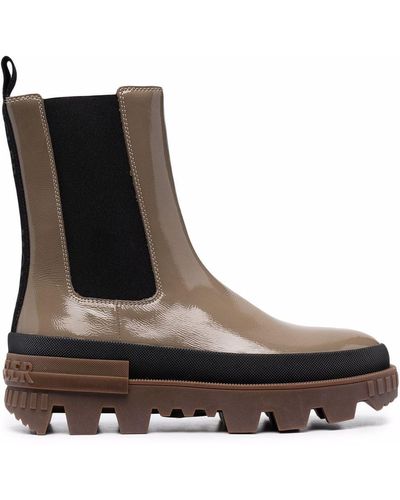 Moncler Elasticated-panels Leather Boots - Multicolor
