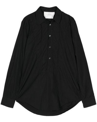 NN07 Pleat-detail Cotton Shirt - Zwart