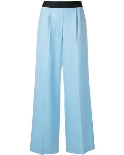 MSGM Pantalon de tailleur à bande logo - Bleu