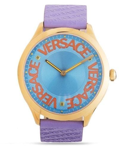 Versace Halo Horloge Met Logo - Blauw