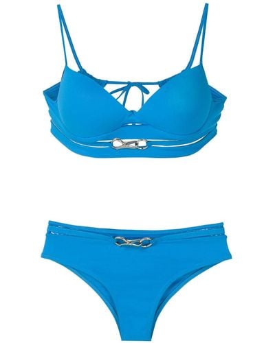 Amir Slama Metallic Embellishments Bikini Set - Blue