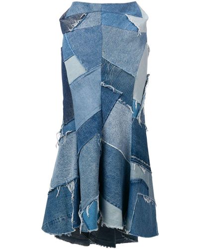 Junya Watanabe Denim Patchwork Maxi Skirt - Blue