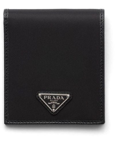 Prada Recycled-nylon Logo Plaque Wallet - Black
