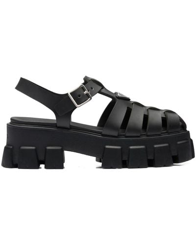 Prada 55mm Caged Platform Sandals - Black