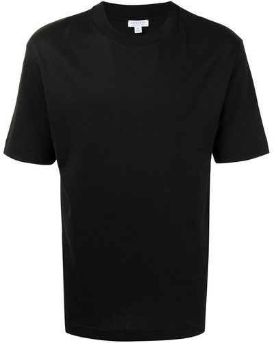 Sunspel T-Shirt mit Stehkragen - Schwarz