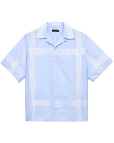 Prada Bold Check-print Poplin Shirt - Blue