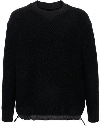 Sacai Drawstring-hem Ribbed-knit Sweater - Black