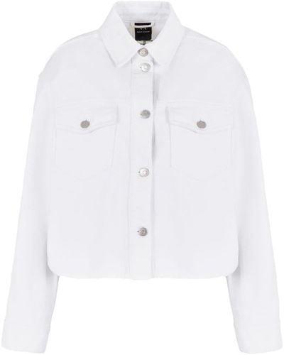 Armani Exchange Veste en jean à boutonnière - Blanc