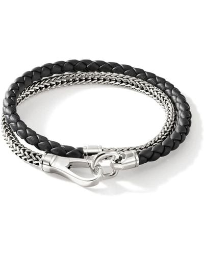 John Hardy Sterling Silver And Leather Wrap Bracelet - Metallic