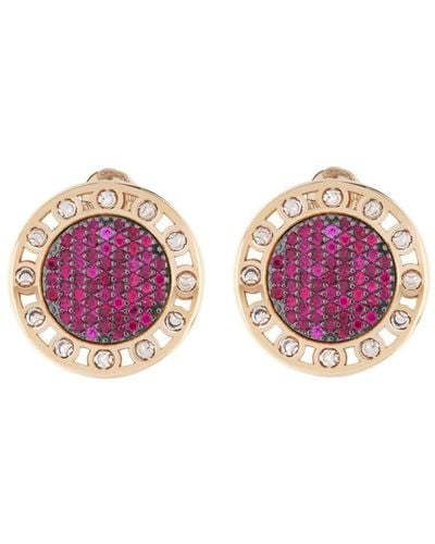 Officina Bernardi 18kt Yellow Gold Large Senzatempo Ruby And Diamond Earrings - Purple