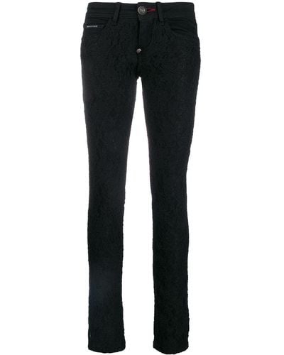 Philipp Plein Skinny-Jeans mit Spitze - Schwarz