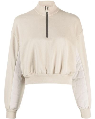Brunello Cucinelli Stand-up Collar Padded-panelling Sweatshirt - Natural