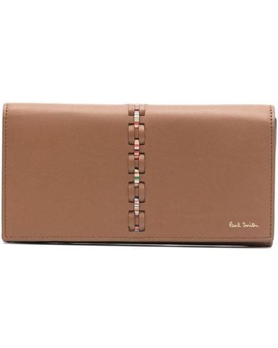 Paul Smith Braid-detail leather flap wallet - Braun