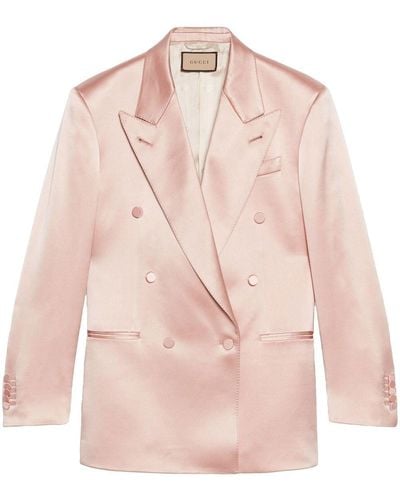 Gucci Silk Double-breasted Jacket - Pink