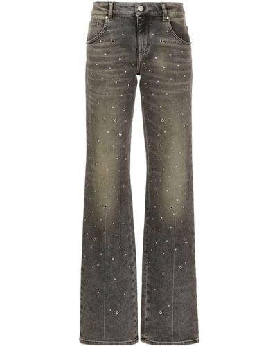 Blumarine Gerade Jeans mit Nieten - Grau