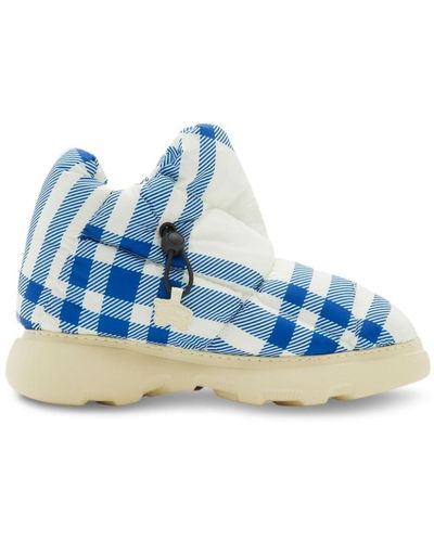Burberry Check Pillow Boots - Blue