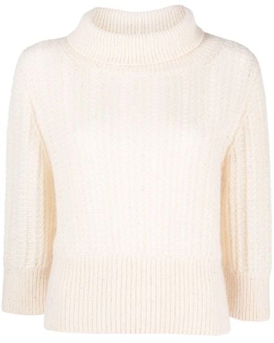 Fabiana Filippi Ribbed-edge Roll-neck Sweater - Natural