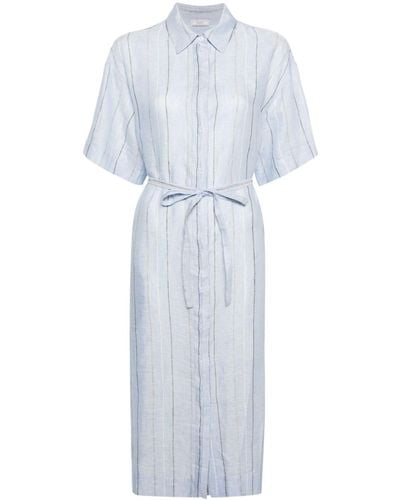 Peserico Pinstriped Linen Shirtdress - White