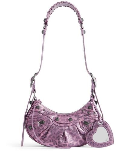 Balenciaga Le Cagole Xs Leopard-print Shoulder Bag - Purple