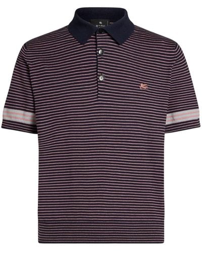 Etro Striped Knitted Polo Shirt - Blue