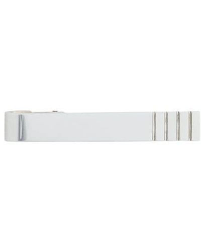 Thom Browne 4-bar Silver Long Tie Bar - White