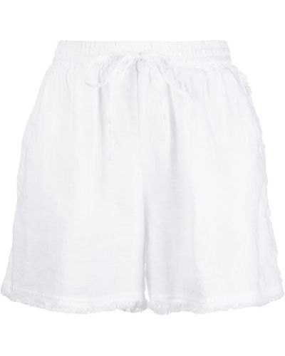 P.A.R.O.S.H. Fringed-edge Linen Shorts - White