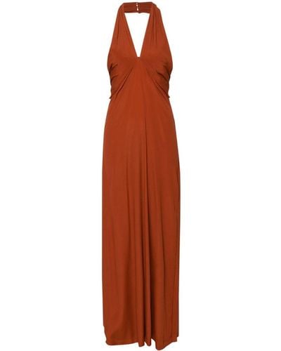 Semicouture Maxi-jurk Met Halternek - Oranje