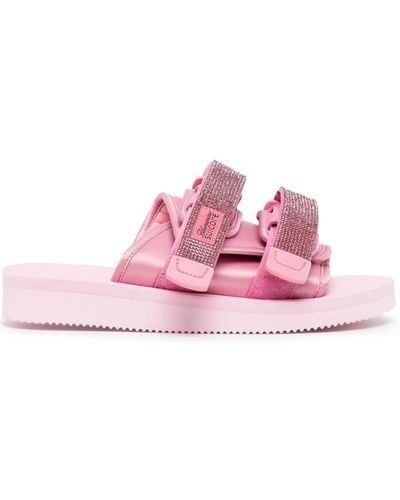 Blumarine X Suicoke Rhinestone-embellished Slides - Pink