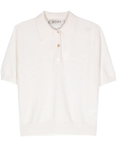 Rohe Short-sleeved Knitted Polo Shirt - White