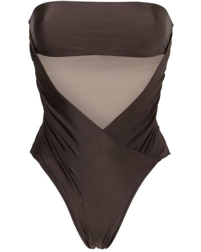 Adriana Degreas Cut-out Detailing Strapless Swimsuit - Brown