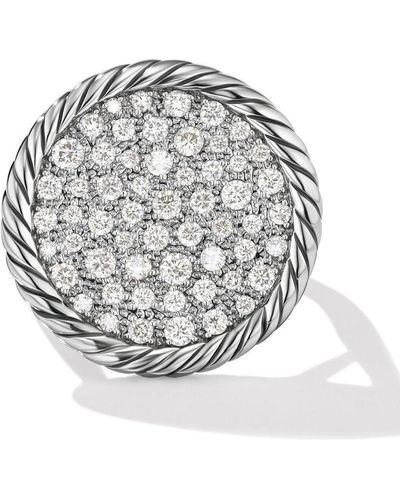 David Yurman Sterling Silver Dy Elements Pavé Diamond Ring - Grey