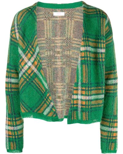ERL Knit Plaid Check-pattern Cardigan - Green
