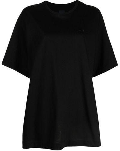 Juun.J Logo-embroidered Cotton T-shirt - Black