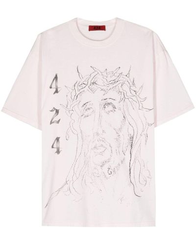 424 Sketch-print Cotton T-shirt - Pink