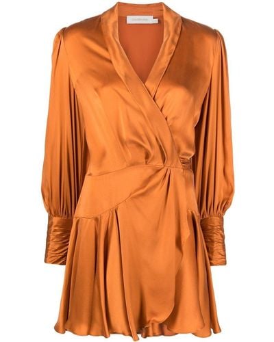 Zimmermann Wrapped Ruffle-trim Dress - Orange