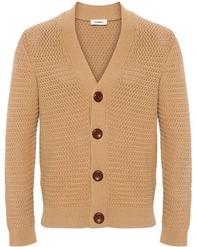 Sandro V-neck Chunky-knit Cardigan - Natural