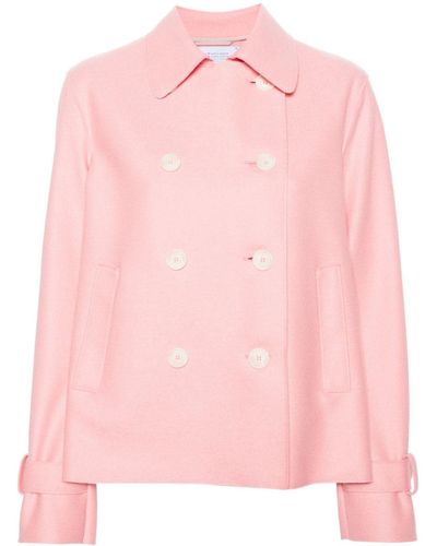 Harris Wharf London Veste bomber en laine vierge à coupe crop - Rose