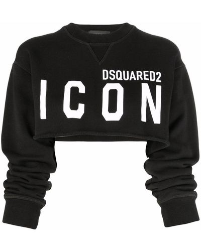 DSquared² Cropped Logo-print Sweatshirt - Black