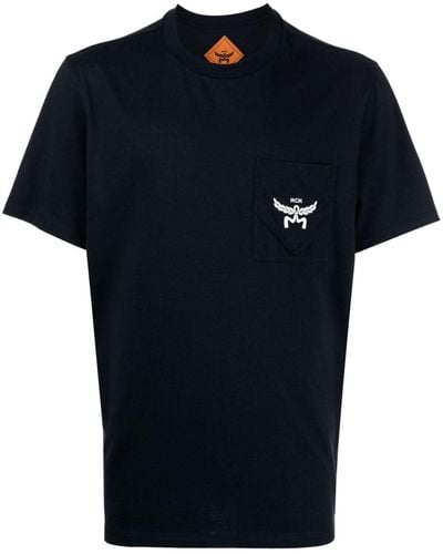 MCM Essential T-Shirt mit Logo-Stickerei - Blau